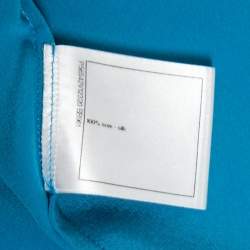 Pre Owned Chanel Blue Silk Velcro Trimmed Button Front Blouse S