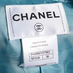 Pre Owned Chanel Blue Tweed Cropped Jacket S