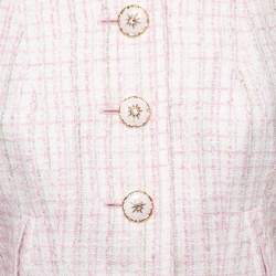 Chanel Pink Tweed Floral Brooch Detail Button Front Jacket M