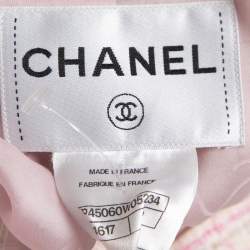 Chanel Pink Tweed Floral Brooch Detail Button Front Jacket M
