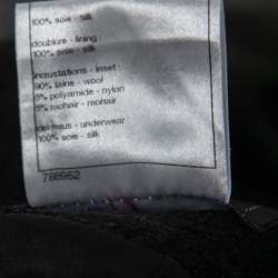 Pre Owned Chanel Black Silk & Wool Trimmed Skirt S 