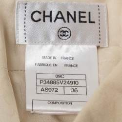 Pre Owned Chanel Cream Wool Pencil Skirt S