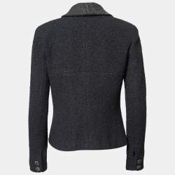 Pre Owned Chanel Black Tweed Long Sleeve Jacket M