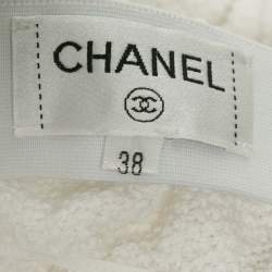 Chanel White Cotton Knit Ruched Off-Shoulder Top M