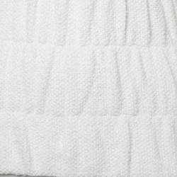 Chanel White Cotton Knit Ruched Off-Shoulder Top M
