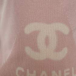 Pre Owned Chanel Pink CC Print Cotton & Silk Knit Top M