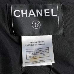 Pre Owned فستان شانيل حافة حرير وصوف أزرق كحلي رباط أمامي مقاس صغير (سمول)