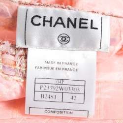 مملوكة مسبقًا Chanel Pink Lurex Cotton & Tweed Trimmed Sleeveless Top L