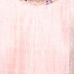 مملوكة مسبقًا Chanel Pink Lurex Cotton & Tweed Trimmed Sleeveless Top L