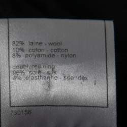 Pre Owned Chanel Black Wool Tweed Trim Logo Embroidered Pocket Blazer L