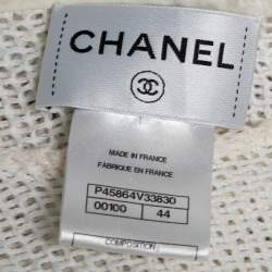 Pre Owned فستان شانيل تريكو مثقب أبيض بلا أكمام مقاس كبير - لارج