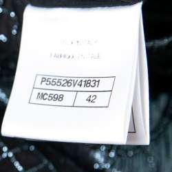 Pre Owned Chanel Navy Blue Stretch Jersey Camellia Embroidered Shorts L