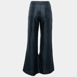 Pre Owned Chanel Navy Blue Denim Palazzo Pants M