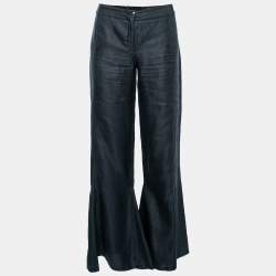 Pre Owned Chanel Navy Blue Denim Palazzo Pants M