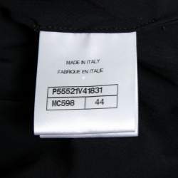 Chanel Navy Blue Stretch Jersey Camellia Embroidered Blouse L