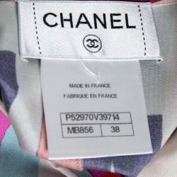 Pre Owned Chanel Multicolor Printed Silk Button Front Short Sleeve Shirt M