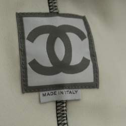 Chanel Silver Neoprene & Mesh Trim Zip Front Cropped Jacket M