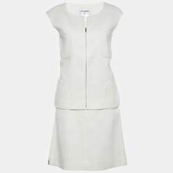 Chanel Off- White Tweed Skirt Suit M