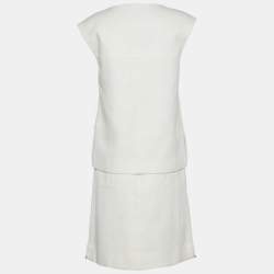 Chanel Off- White Tweed Skirt Suit M