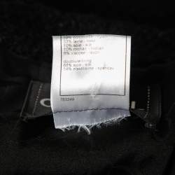 Pre Owned Chanel Black Tweed Zip-Detail Single-Button Jacket L