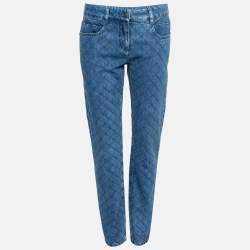 Chanel Blue Denim Quilted Straight Leg Jeans M Waist 28 Chanel