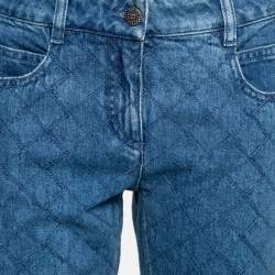 Chanel Blue Denim Quilted Straight Leg Jeans M Waist 28"