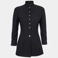 Chanel Vintage Black Wool Button Front Jacket S