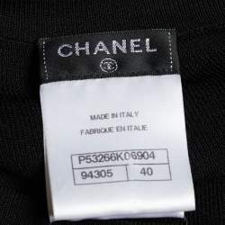 Pre Owned Chanel Black Knit Asymmetrical Long Sleeve Top M