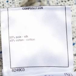 مملوكة مسبقًا Chanel Blue & Ivory Silk Cotton Knit Cape Detail V-Neck Top M