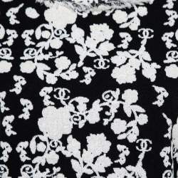 Pre Owned Chanel Black Floral Jacquard Knit Sweater Top L