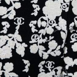 Pre Owned Chanel Black Floral Jacquard Knit Sweater Top L