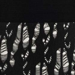 Pre Owned Chanel Monochrome Open Knit Overlay Sheath Dress M