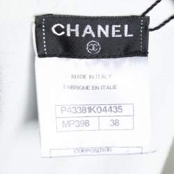 Pre Owned Chanel Monochrome Open Knit Overlay Sheath Dress M