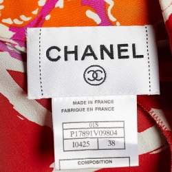 Chanel Red CC Floral Printed Silk Belted Jumpsuit M