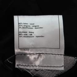 Pre Owned Chanel Black Monochrome Angora Zip-Front Tweed Coat M