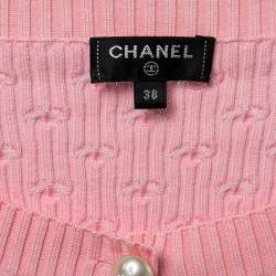 Chanel Pink Knit La Pausa Pearl Button Cardigan M