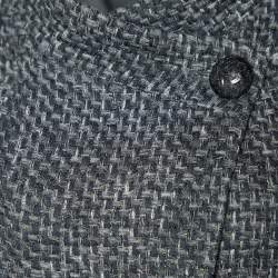 Chanel Grey Textured Double Breasted Short Sleeve Coat M