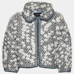 Chanel Monochrome Tweed Oversized Cropped Jacket L Chanel