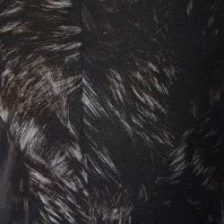 Pre Owned Chanel Black and White Lion Printed Cotton & Silk Tie Detail Top M