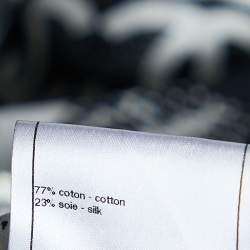 Pre Owned Chanel Black and White Lion Printed Cotton & Silk Tie Detail Top M