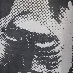 Pre Owned Chanel Black and White Lion Printed Cotton & Silk Tie Detail Top M