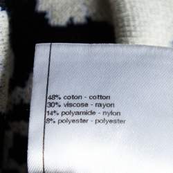 Pre Owned Chanel Black Logo jacquard Knit Distressed Detail Top S