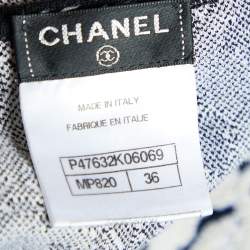 Pre Owned Chanel Black Logo jacquard Knit Distressed Detail Top S