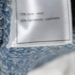 Pre Owned Chanel Blue Intarsia Knit Wool Turtle Neck Jumper S 