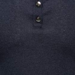 Chanel Dark Blue Cashmere & Silk Button Front Sweater S