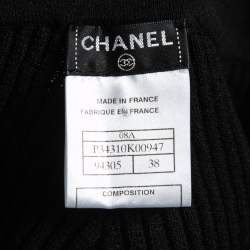 Pre Owned Chanel Black Wool Knit Asymmetric Hem Short Skirt M