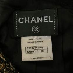 Pre Owned Chanel Black Wool Soutache Braided Long Sleeve Dress M