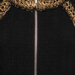 Pre Owned Chanel Black Wool Soutache Braided Long Sleeve Dress M