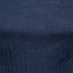 Chanel Blue Wool Ribbed Knit Turtleneck Sweater M