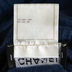 Chanel Blue Wool Ribbed Knit Turtleneck Sweater M